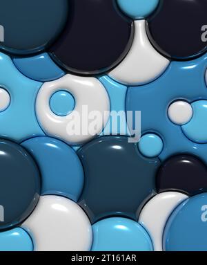 Sfondo con cerchi, forme gonfiate. illustrazione del rendering 3d. Foto Stock