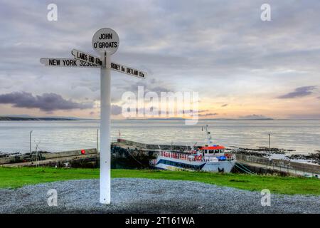 John o'Groats in Scozia è il punto più settentrionale della terraferma britannica. Foto Stock