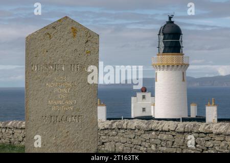 Il punto più settentrionale della Gran Bretagna continentale, Dunnet Head a Caithness, in Scozia Foto Stock