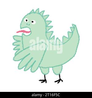 Set di draghi retrò cartoni animati mostri di scarabocchio motivo di pollo medievale per la carta da regalo natalizia e accessori e tessuti e biancheria per l'anno nuovo Foto Stock