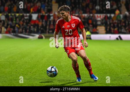 Dan James of Wales in azione durante l'International Friendly Match Wales vs Gibilterra a Stok CAE Ras, Wrexham, Regno Unito, 11 ottobre 2023 (foto di Craig Thomas/News Images) Foto Stock