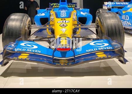 Oviedo, Asturias, Spagna - 10 10 2023 : campione del mondo Renault di Formula 1 gara con pilota Fernando Alonso Foto Stock