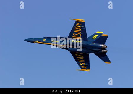 McDonnell Douglas F/A 18 Hornet della squadra dimostrativa della US Navy, i Blue Angels Foto Stock