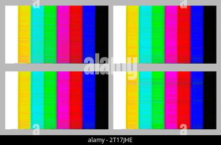 barre di colore retro con disturbo tv isolate su sfondo neutro Foto Stock