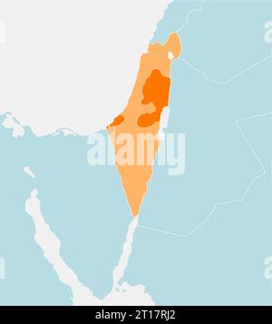 Illustrazione della mappa della guerra in Palestina (Israele, Palestina e Striscia di Gaza) e dei paesi circostanti Illustrazione Vettoriale