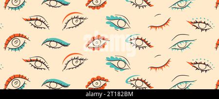 Backgroung occhi umani, vettore disegnato a mano Illustrazione Vettoriale