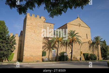 Stadtmauer, Kirche Sant Jaume d'Alcúdia, Alcudia, Mallorca, Spanien Foto Stock