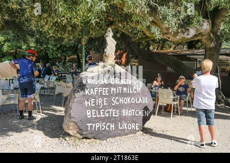 Cafe, Werbung auf Deutsch, ma-2141, Mallorca, Spanien Foto Stock