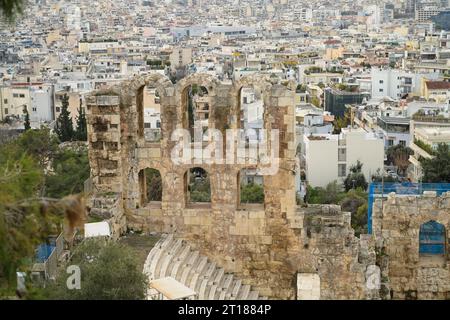 Dettaglio, Teatro Amphi, Odeon des Herodes Attico, Akropolis, Athen, Griechenland Foto Stock