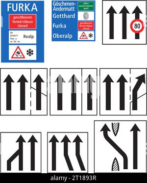 Segnaletica segnaletica generale, segnaletica stradale in Svizzera e Liechtenstein Illustrazione Vettoriale