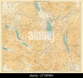 ENGLISH LAKE DISTRICT. Derwentwater Scafell Keswick Grasmere WARD LOCK 1934 mappa Foto Stock