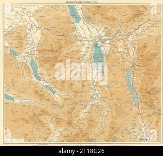 ENGLISH LAKE DISTRICT. Derwentwater Scafell Keswick Grasmere WARD LOCK 1938 mappa Foto Stock