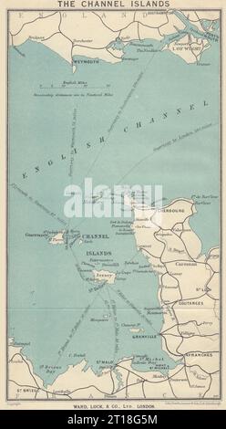 Rotte dei traghetti per le ISOLE DELLA MANICA. Jersey Guernsey. WARD LOCK 1934 vecchia mappa Foto Stock