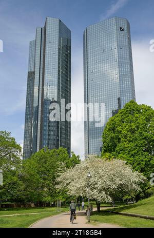 Deutsche Bank, Zentrale, Deutsche Bank Towers, Taunusanlage, Francoforte sul meno, Hessen, Germania Foto Stock