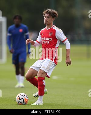 Michal Rosiak dell'Arsenal U18s. - Chelsea U18 contro Arsenal U18, U18 Premier League, Chelsea Training Ground, Surrey, Regno Unito. - 30 settembre 2023. Solo per uso editoriale - si applicano le restrizioni DataCo Foto Stock