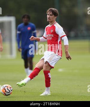 Michal Rosiak dell'Arsenal U18s. - Chelsea U18 contro Arsenal U18, U18 Premier League, Chelsea Training Ground, Surrey, Regno Unito. - 30 settembre 2023. Solo per uso editoriale - si applicano le restrizioni DataCo Foto Stock