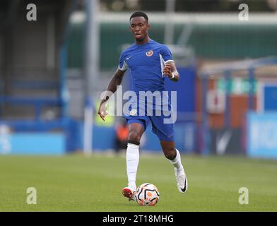 Zak Sturge del Chelsea U21. - Chelsea U21 contro Blackburn Rovers U21, Premier League 2, Cherry Red Records Stadium, Kingston upon Thames, Londra, Regno Unito - 11 agosto 2023. Solo per uso editoriale - si applicano le restrizioni DataCo Foto Stock