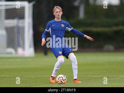 Billy Gee di Chelsea U21. Chelsea U21 contro Brentford B, amichevole pre-stagione, campo di allenamento Chelsea FC Cobham, Surrey. - 1 agosto 2023. Solo per uso editoriale - si applicano le restrizioni DataCo. Foto Stock