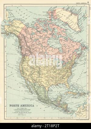 NORD AMERICA. Politica. Stati. Atahbasca Keewatin Assiniboia. Mappa di BACON 1894 Foto Stock