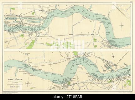 PORTO DI LONDRA. Moli/banchine. Thames Woolwich-Tilbury/Gravesend. Mappa di BACON 1919 Foto Stock