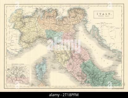 Italia, parte nord. Savoia stato Pontificio Austria Lombardia. SIDNEY HALL 1854 mappa Foto Stock