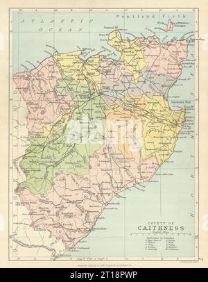 "Contea di Caithness". Caithness-shire. Parrocchie. BARTHOLOMEW 1886 vecchia mappa Foto Stock