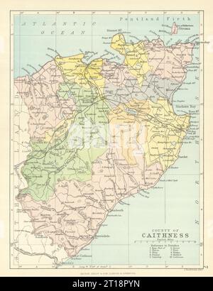 "Contea di Caithness". Caithness-shire. Parrocchie. BARTHOLOMEW 1888 vecchia mappa Foto Stock