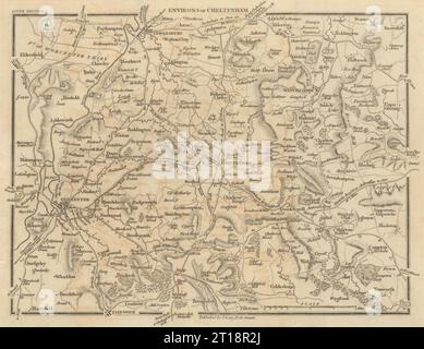 CHELTENHAM Environments di John CARY. Cotswolds Gloucester Tewkesbury 1815 mappa Foto Stock