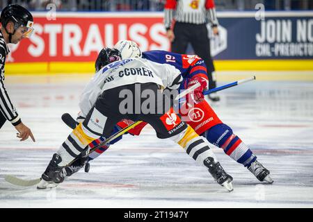 Spielszene Adler Mannheim gegen Rouen Dragons (Champions Hockey League) Foto Stock