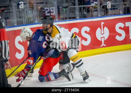 Spielszene Adler Mannheim gegen Rouen Dragons (Champions Hockey League) Foto Stock