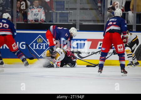 Spielszene Adler Mannheim gegen Rouen Dragons (Champions Hockey League) Foto Stock