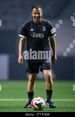 Alessandro del Piero in azione durante il "Together, a Black & White Show", evento organizzato dalla Juventus FC nell'ambito dei festeggiamenti per i 100 anni della famiglia Agnelli come presidente del club. Foto Stock