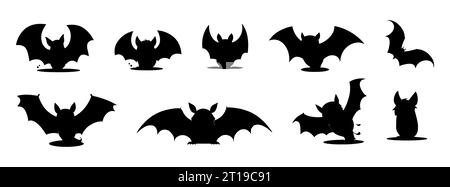 Set di pistrelli con silhouette nera isolato su sfondo bianco. Illustrazione vettoriale Illustrazione Vettoriale