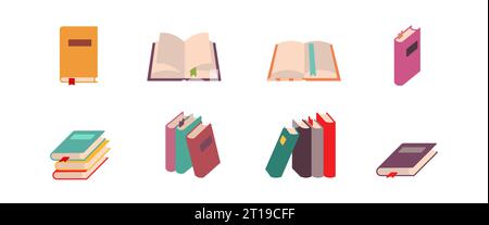 Libri in stile piatto. Icona libro isolata su sfondo bianco. Illustrazione vettoriale Illustrazione Vettoriale