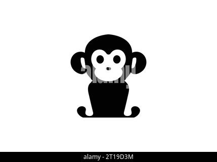 design minimalista delle icone delle scimmie Illustrazione Vettoriale
