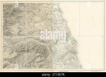 OS n. 105 Tyneside, Wearside e North Pennines. Newcastle Sunderland 1871 vecchia mappa Foto Stock