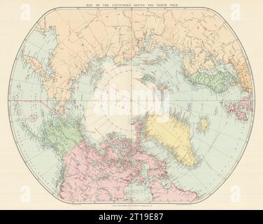 Regioni artiche. Polo Nord. Date dei percorsi degli esploratori. Nansen. Mappa DI STANFORD 1894 Foto Stock