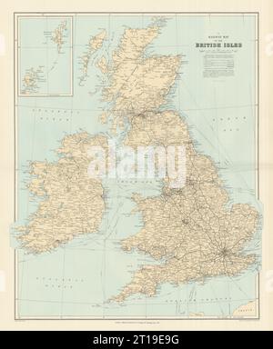 Mappa ferroviaria delle Isole Britanniche. Inghilterra Irlanda Scozia Galles. STANFORD 1894 Foto Stock