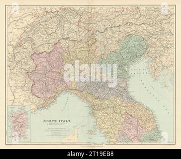 Nord Italia. senza Trieste Tirolo. Lombardia Piemonte Veneto &c.. Mappa DI STANFORD 1894 Foto Stock