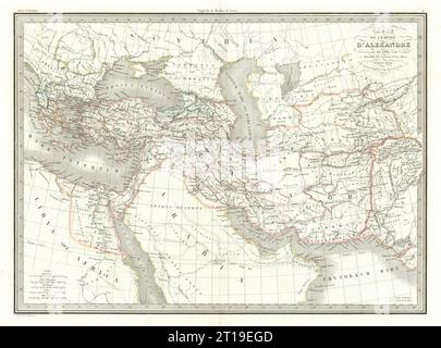 Carte de l'Empire d'Alexandre. L'Impero di Alessandro Magno. Mappa LAPIE 1832 Foto Stock