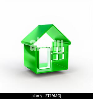 concetto di casa ecosostenibile, rendering 3d su sfondo bianco Foto Stock