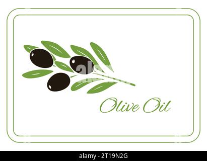 Etichetta verde oliva. Progettazione di etichette pubblicitarie per prodotti a base di olive. Illustrazione vettoriale Illustrazione Vettoriale