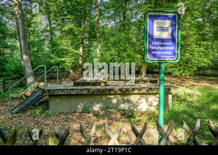 Trinkwasserbrunnen, Stadtwald, Frankfurt am Main, Hessen, Deutschland Foto Stock