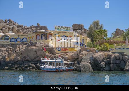 Old Nubian Guesthouse Ristorante, Alter Assuan-Stausee, Assuan, Ägypten Foto Stock