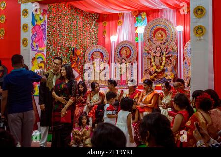 Roma, Torpignattara: Celebrazione della festa indiana di Durga Puja nel quartiere romano di Tor Pignattara Foto Stock