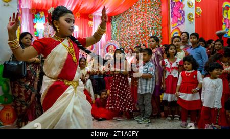 Roma, Torpignattara: Celebrazione della festa indiana di Durga Puja nel quartiere romano di Tor Pignattara Foto Stock