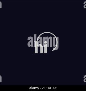 Idee di design monogramma logo HI Initials Illustrazione Vettoriale