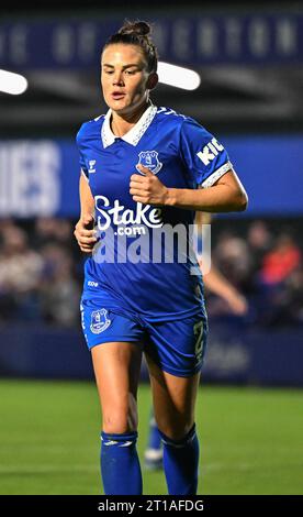 Walton Hall Park, Liverpool, Merseyside, Inghilterra. 11 ottobre 2023. Katrine Veje #2 di Everton Women, durante Everton Women V Manchester City Women nella fa Women's Continental Tyres League Cup Group B. (Credit Image: ©Cody Froggatt/Alamy Live News) Foto Stock