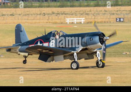 Vought F-4U Corsair, aereo da combattimento al Wings Over Wairarapa Airshow, Hood Aerodrome, Masterton, nuova Zelanda. Il Goodyear della seconda guerra mondiale ha fatto FG-1 Corsair Foto Stock