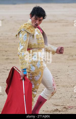 Il torero Isaac Fonseca durante la corrida della feria de otono in Plaza de las Ventas de Madrid, 12 ottobre 2023 Spagna Foto Stock